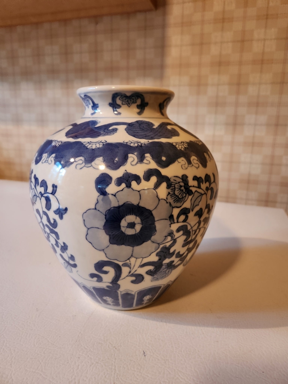 Blue and White Floral Ceramic Vase - Elegant Home Accent